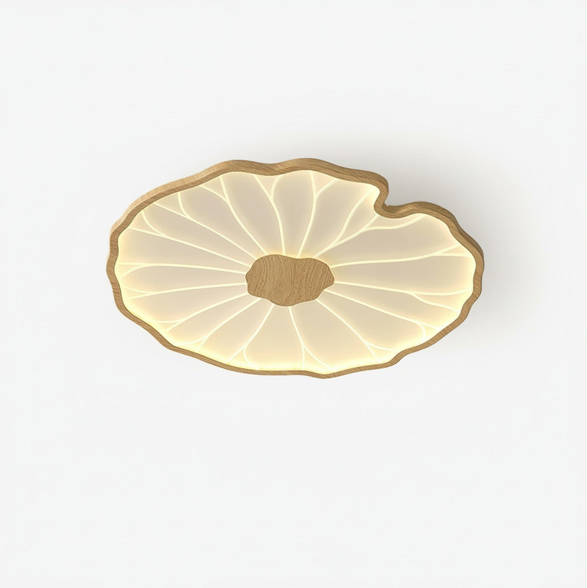 Lotus Leaf LED Ceiling Light with Wood-Effect Frame