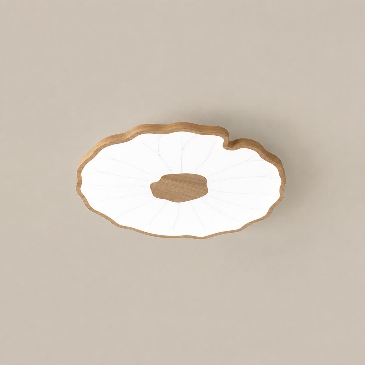 Lotus Leaf LED Ceiling Light with Wood-Effect Frame