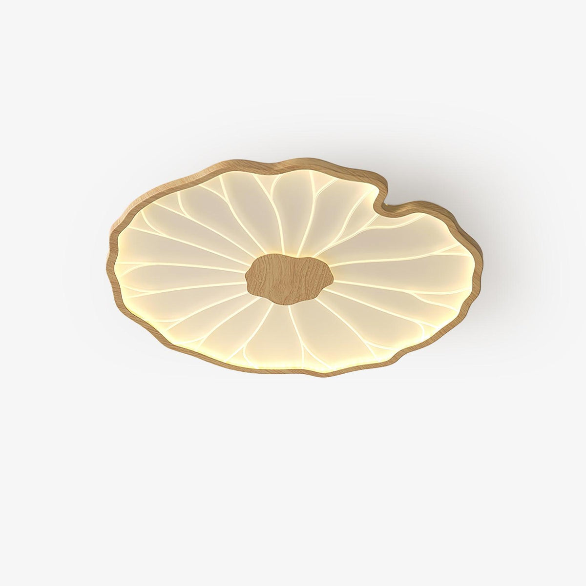 Lotus Leaf LED Ceiling Light with Wood-Effect Frame
