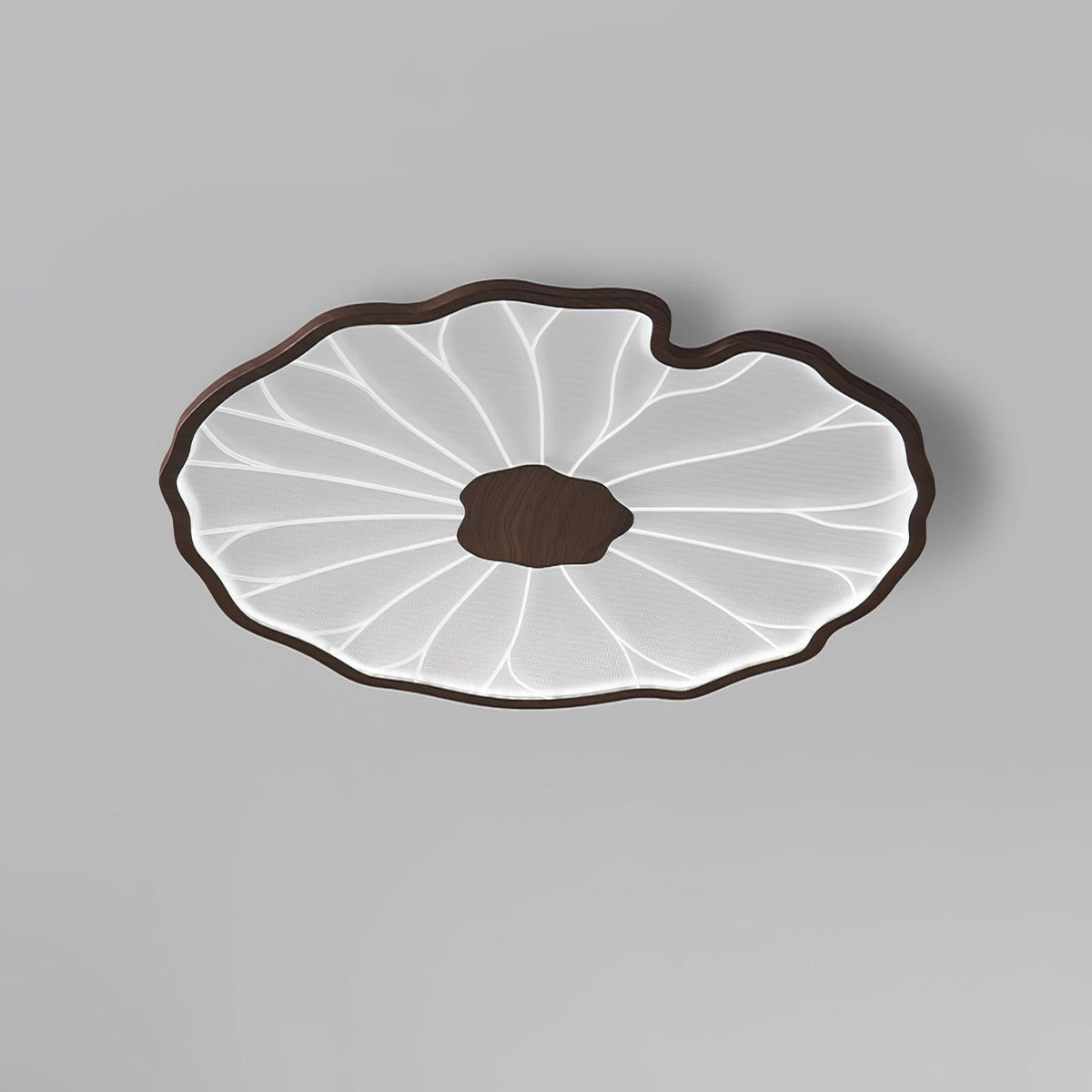 Lotus Leaf LED Ceiling Light with Wood-Effect Frame