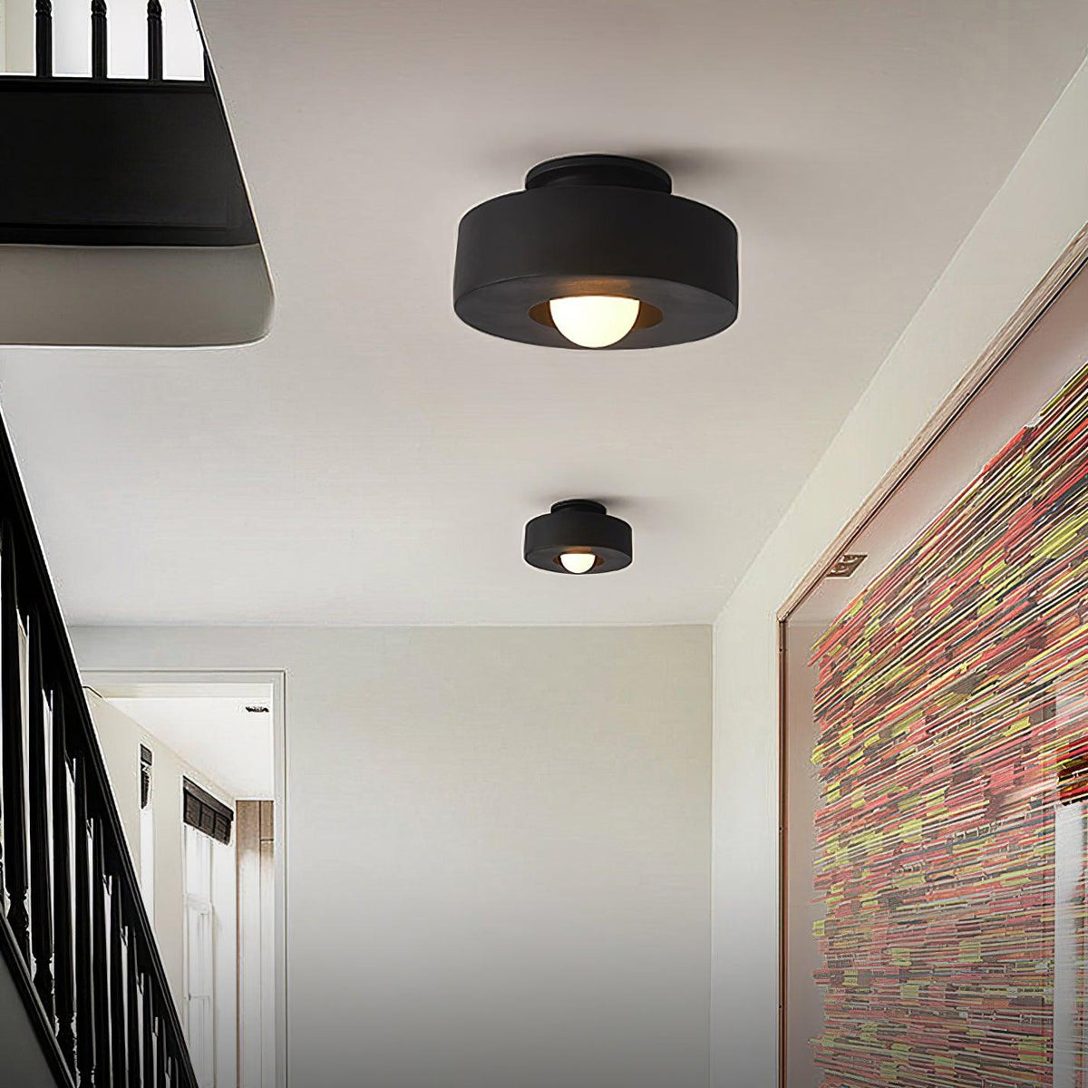 Modernist Resin Ceiling Light with Stepped Cylinder Shade