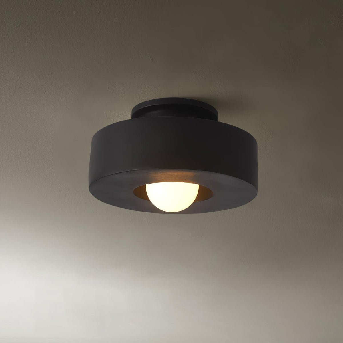 Modernist Resin Ceiling Light with Stepped Cylinder Shade
