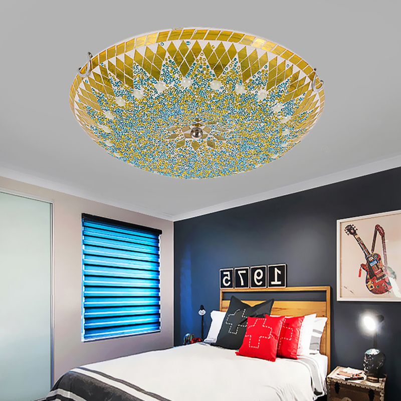 Bohemian Mosaic Glass Ceiling Light, 3 Colour Modes