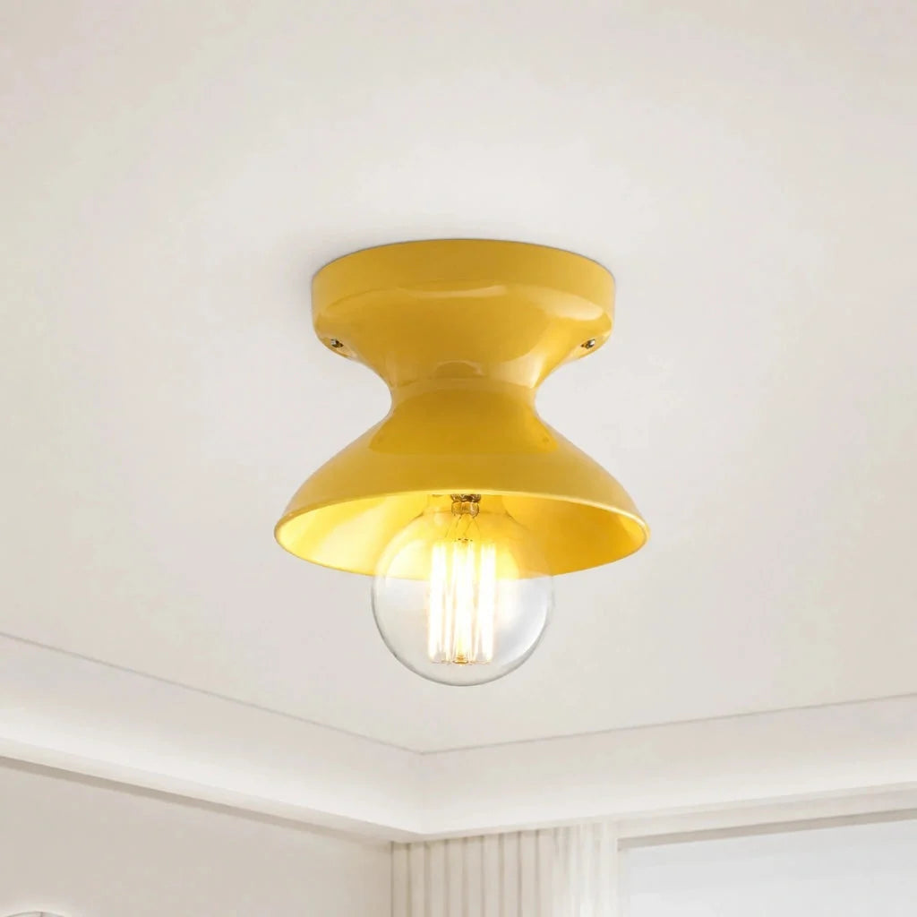 Retro Ceramic Hourglass Flush Ceiling Light, 6 Colours