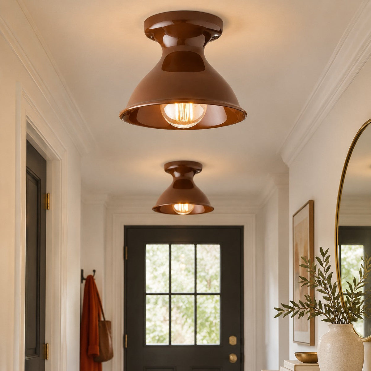 Retro Ceramic Hourglass Flush Ceiling Light, 6 Colours