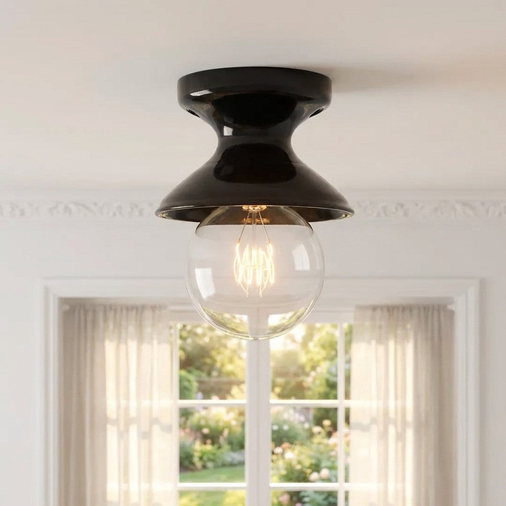 Retro Ceramic Hourglass Flush Ceiling Light, 6 Colours