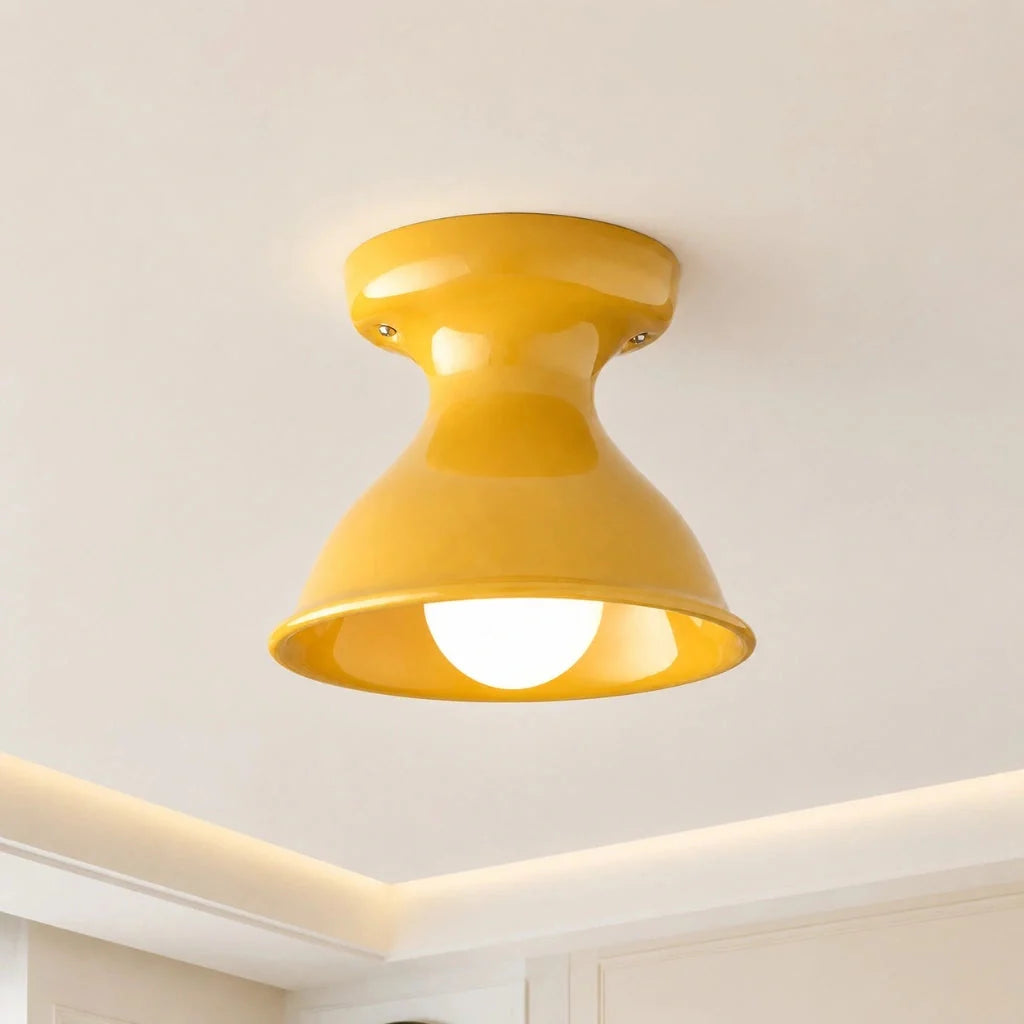 Retro Ceramic Hourglass Flush Ceiling Light, 6 Colours