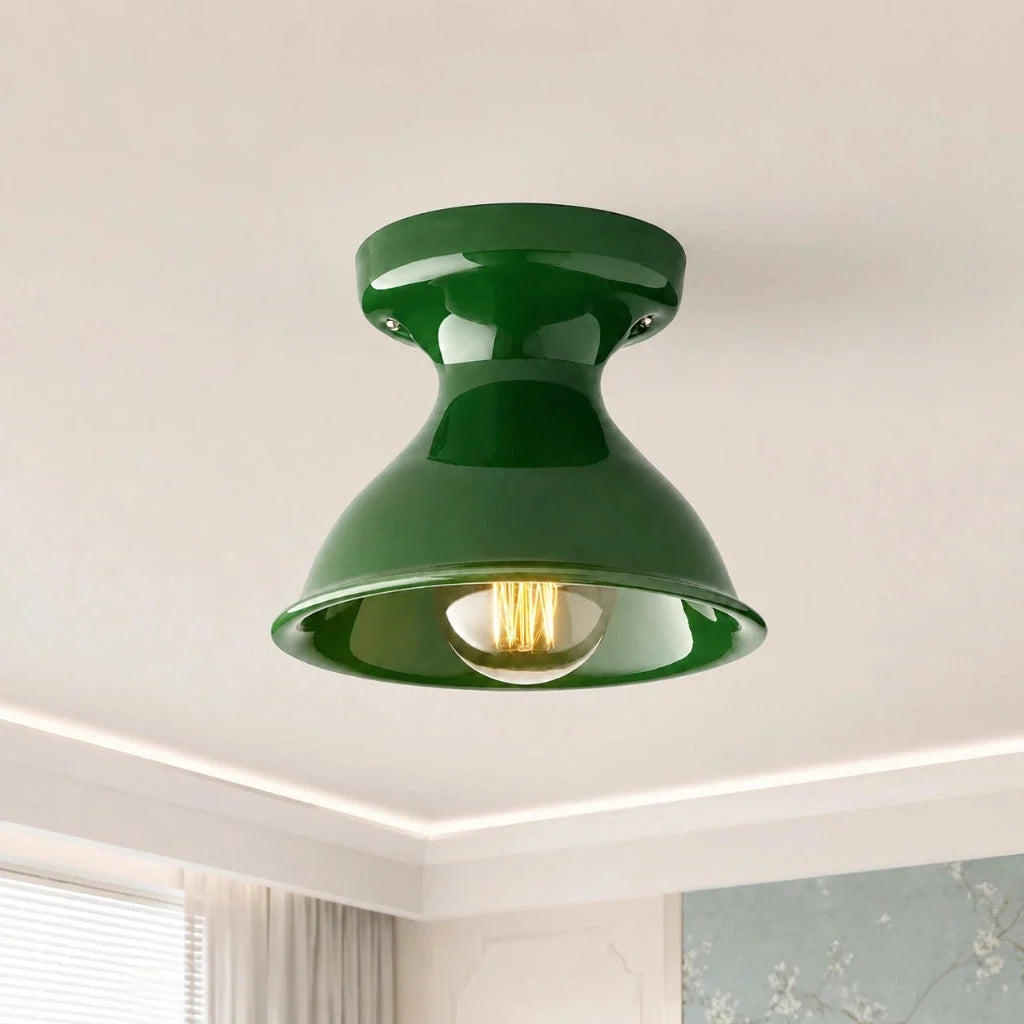 Retro Ceramic Hourglass Flush Ceiling Light, 6 Colours