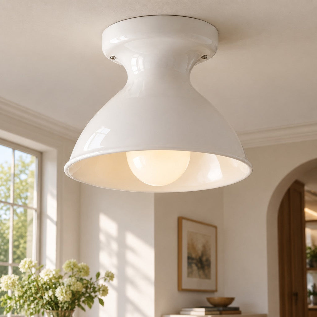 Retro Ceramic Hourglass Flush Ceiling Light, 6 Colours