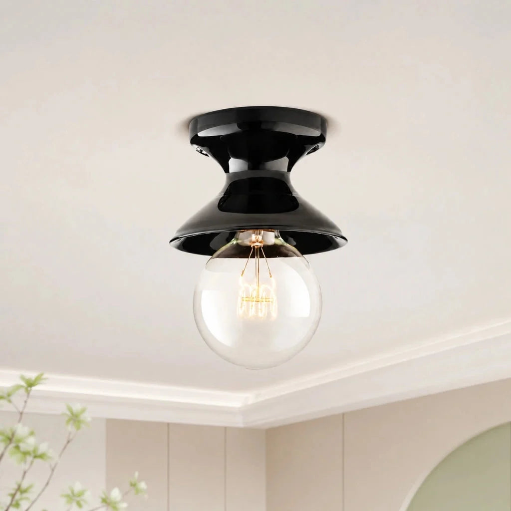 Retro Ceramic Hourglass Flush Ceiling Light, 6 Colours