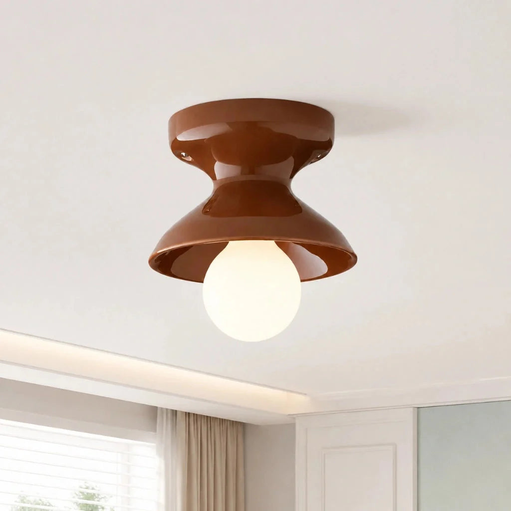 Retro Ceramic Hourglass Flush Ceiling Light, 6 Colours