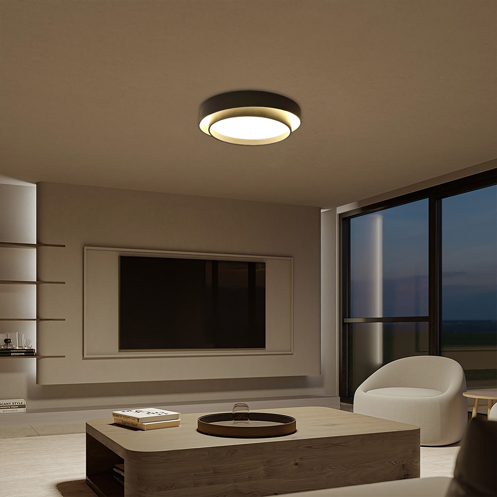 Modern Double-Ring LED Ceiling Light with 3 Colour Settings