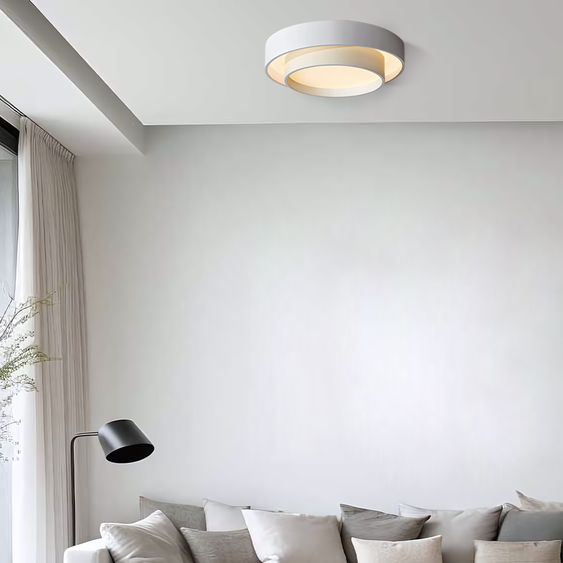 Modern Double-Ring LED Ceiling Light with 3 Colour Settings
