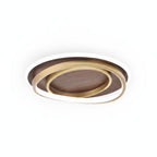 Wood-Effect Disc Ceiling Light with Gold Frame and LED