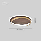 Wood-Effect Disc Ceiling Light with Gold Frame and LED