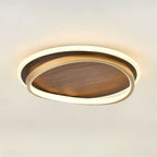 Modern Ceiling Light with Wood-Effect Panel and Gold Ring