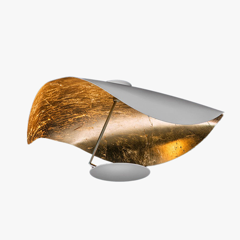 Wavy Leaf Ceiling Light with Gold-Lined Metal Shade, 40 to 80 cm