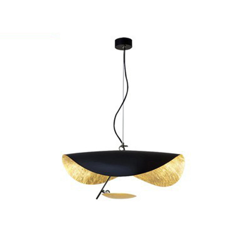 Wavy Leaf Ceiling Light with Gold-Lined Metal Shade, 40 to 80 cm
