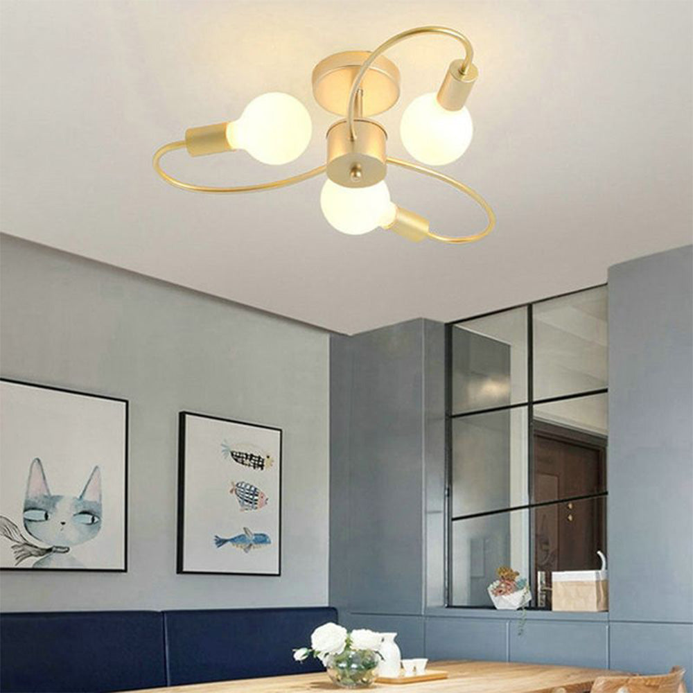 Flower Arm Ceiling Light in Metal, LED Bulbs Included