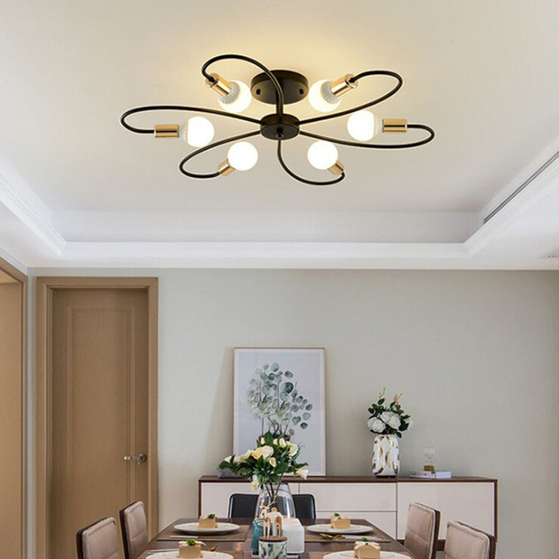 Flower Arm Ceiling Light in Metal, LED Bulbs Included