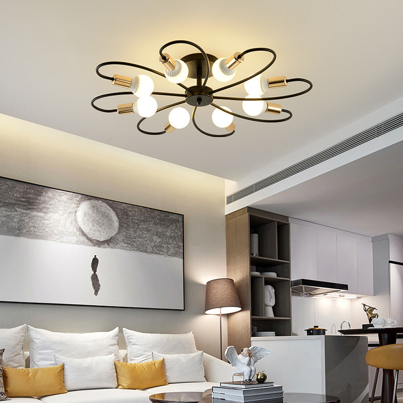 Flower Arm Ceiling Light in Metal, LED Bulbs Included