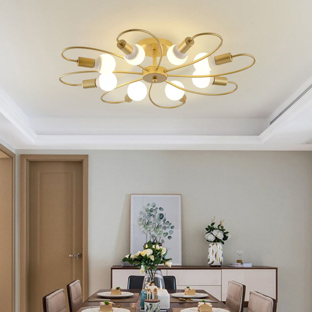Flower Arm Ceiling Light in Metal, LED Bulbs Included