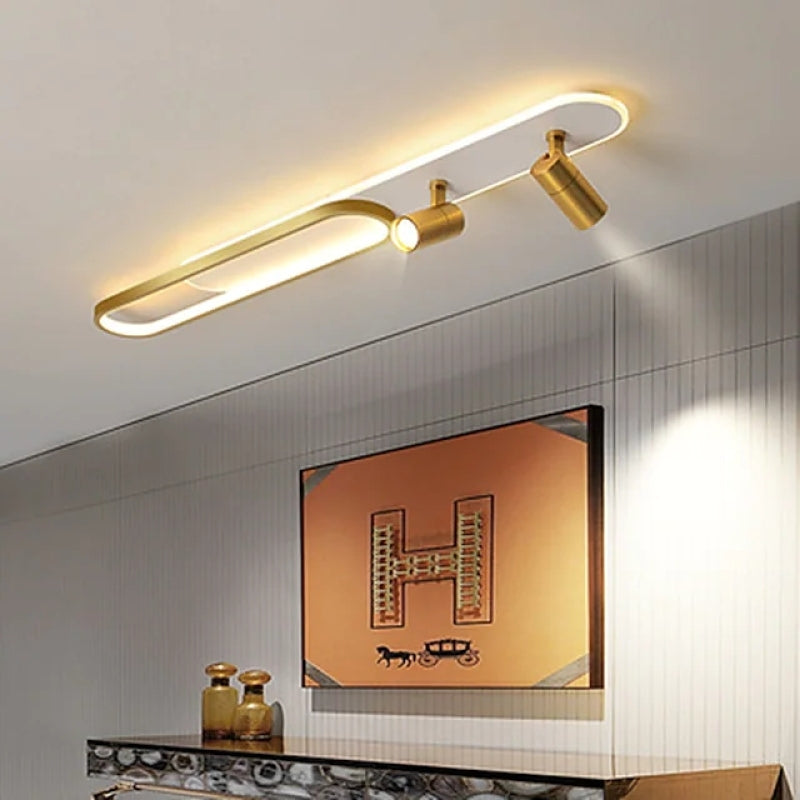 Modern LED Ring Ceiling Light with Rotating Spots, Dimmable