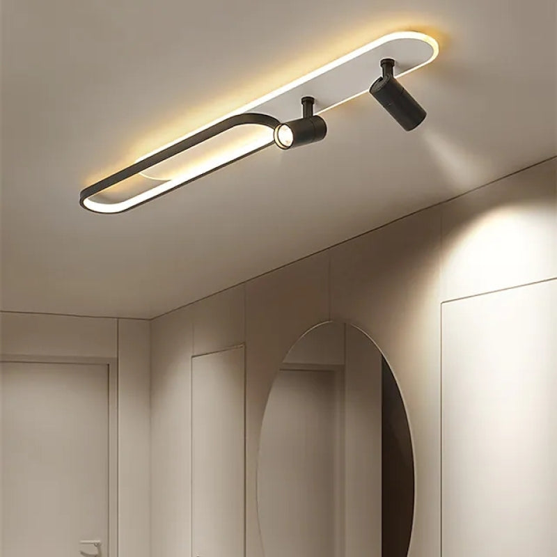 Modern LED Ring Ceiling Light with Rotating Spots, Dimmable