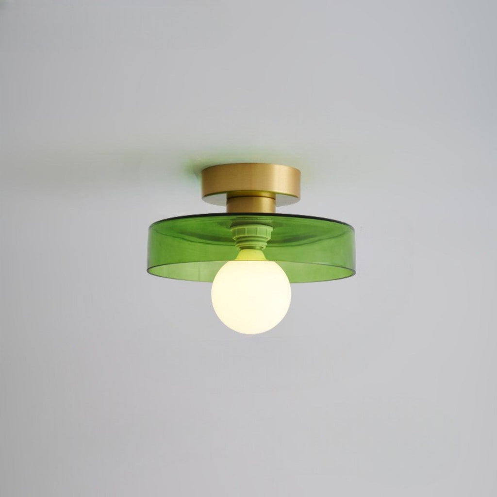 Modern Ceiling Light with Disc Shade and Globe Bulb, Dimmable