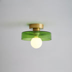 Modern Ceiling Light with Disc Shade and Globe Bulb, Dimmable