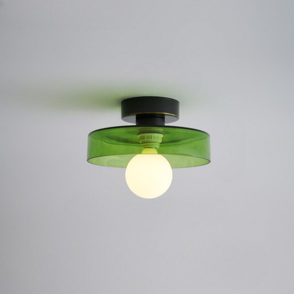 Modern Ceiling Light with Disc Shade and Globe Bulb, Dimmable