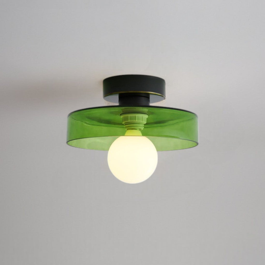 Modern Ceiling Light with Disc Shade and Globe Bulb, Dimmable
