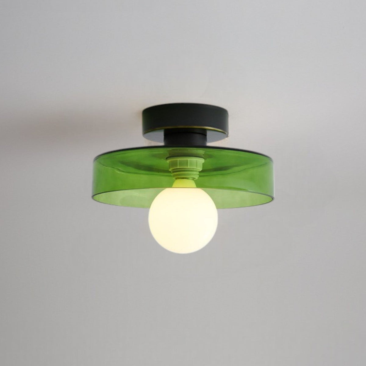 Modern Ceiling Light with Disc Shade and Globe Bulb, Dimmable