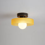 Modern Ceiling Light with Disc Shade and Globe Bulb, Dimmable