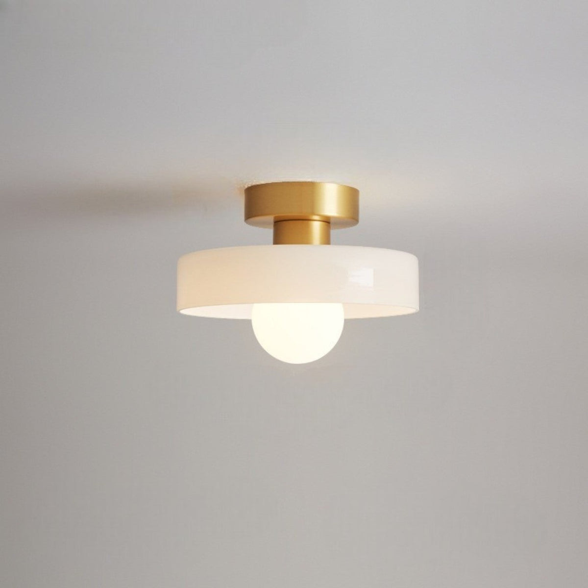Modern Ceiling Light with Disc Shade and Globe Bulb, Dimmable