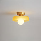 Modern Ceiling Light with Disc Shade and Globe Bulb, Dimmable