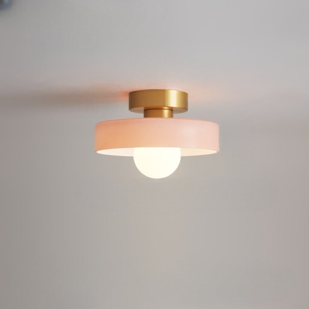 Modern Ceiling Light with Disc Shade and Globe Bulb, Dimmable