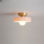 Modern Ceiling Light with Disc Shade and Globe Bulb, Dimmable