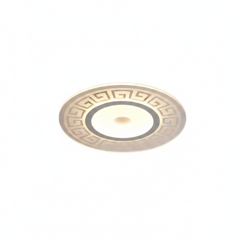 Modern Flush Ceiling Light with Greek Key Pattern, LED