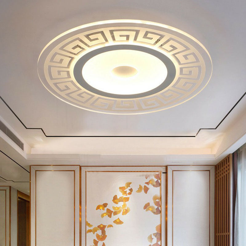 Modern Flush Ceiling Light with Greek Key Pattern, LED