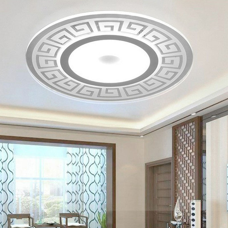 Modern Flush Ceiling Light with Greek Key Pattern, LED