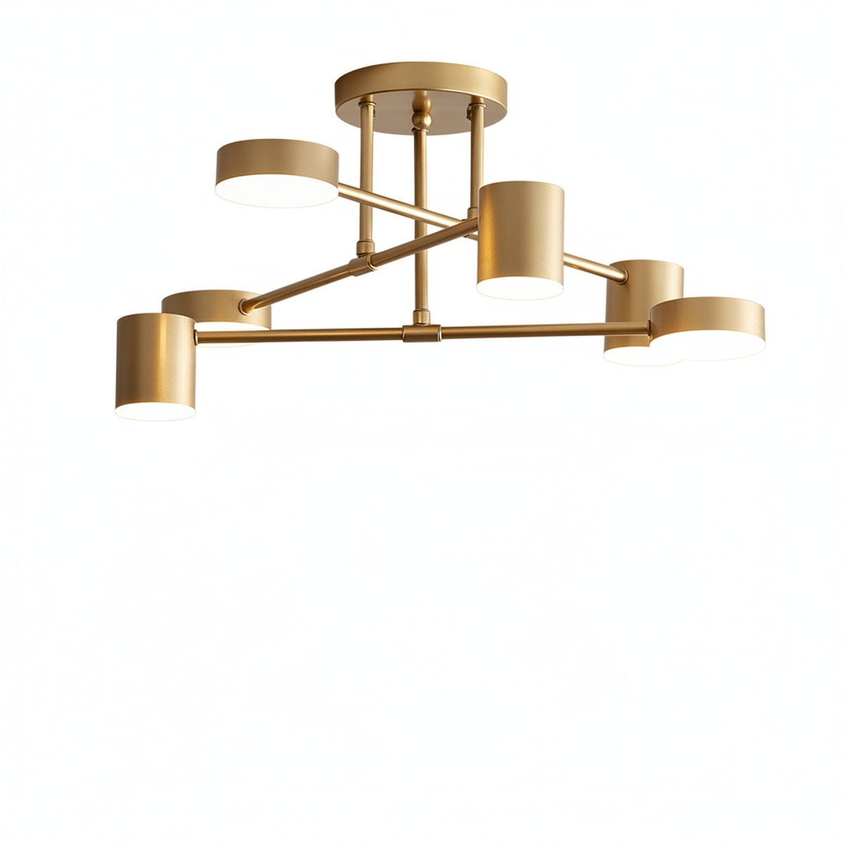 Sputnik 6-Light Ceiling Light, Cylinder Shades, Brass-Effect