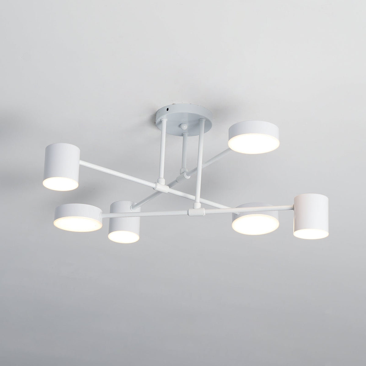 Sputnik 6-Light Ceiling Light, Cylinder Shades, Brass-Effect