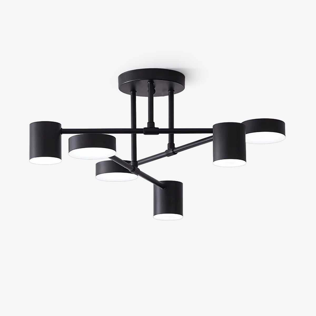 Sputnik 6-Light Ceiling Light, Cylinder Shades, Brass-Effect