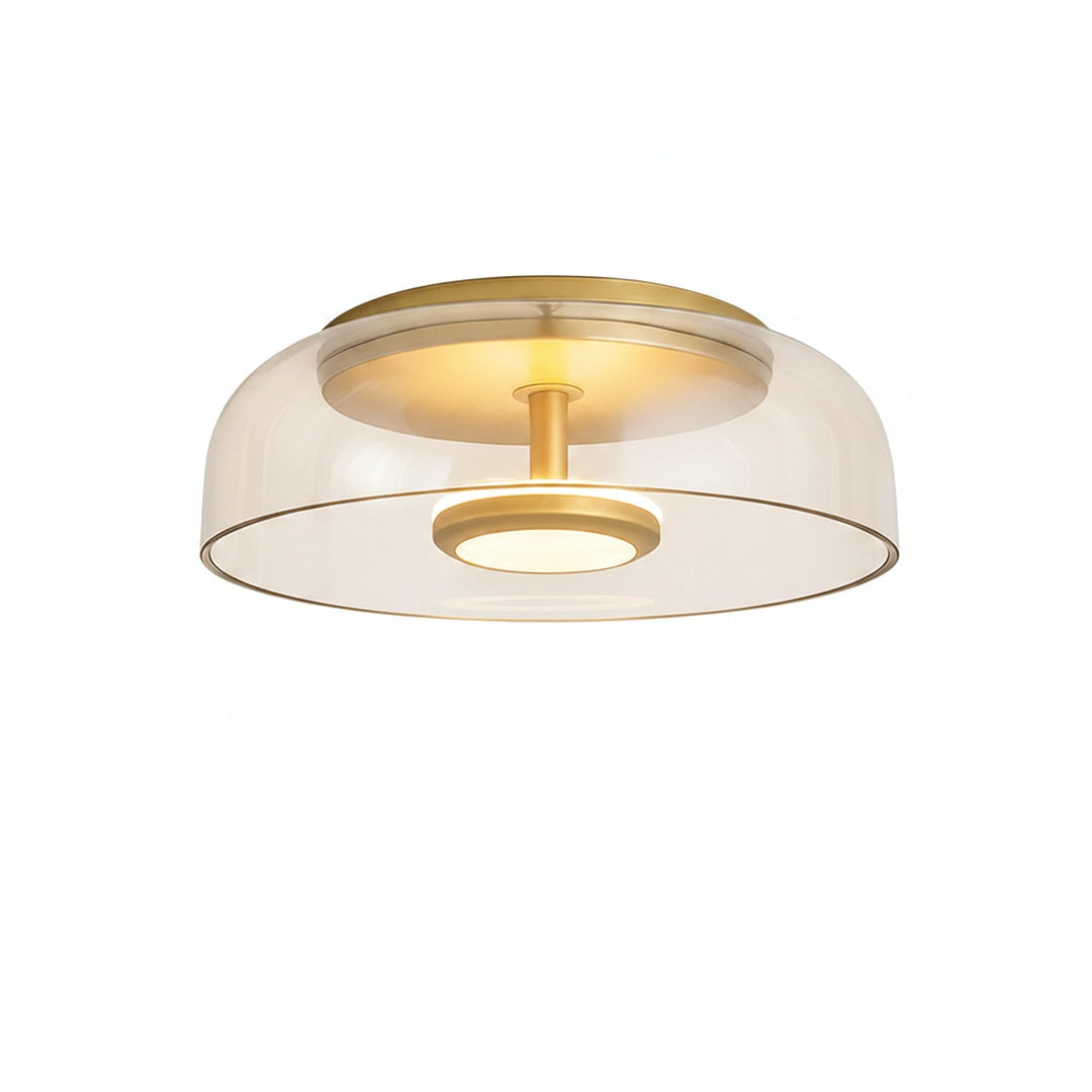 Smoke Grey & Amber Glass Ceiling Light with Integrated LED