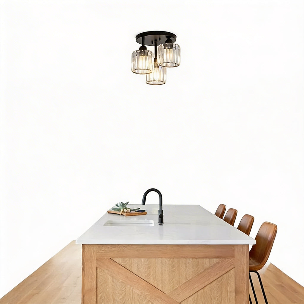 Semi-Flush Crystal Ceiling Light, 3 x E27, 25 cm