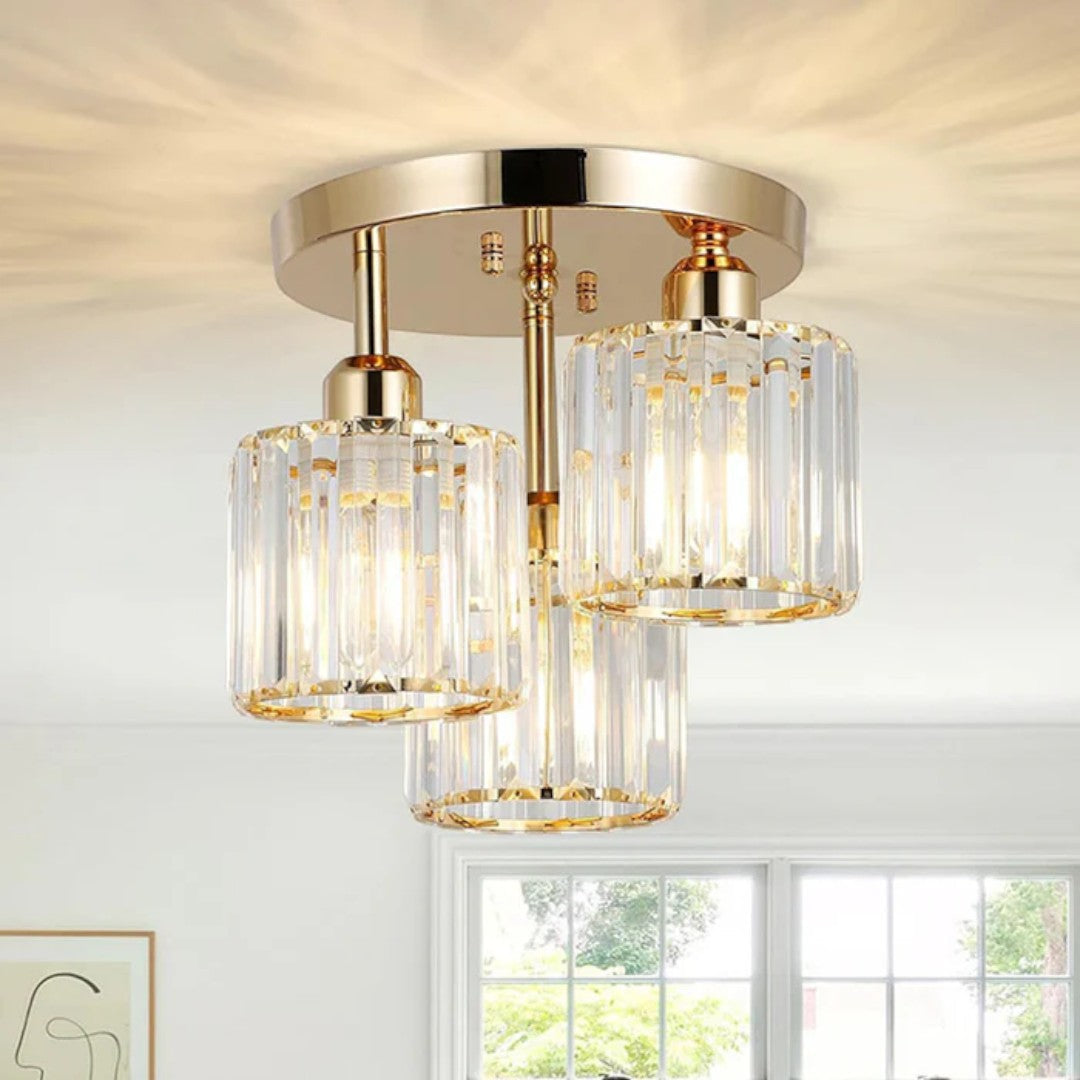 Semi-Flush Crystal Ceiling Light, 3 x E27, 25 cm