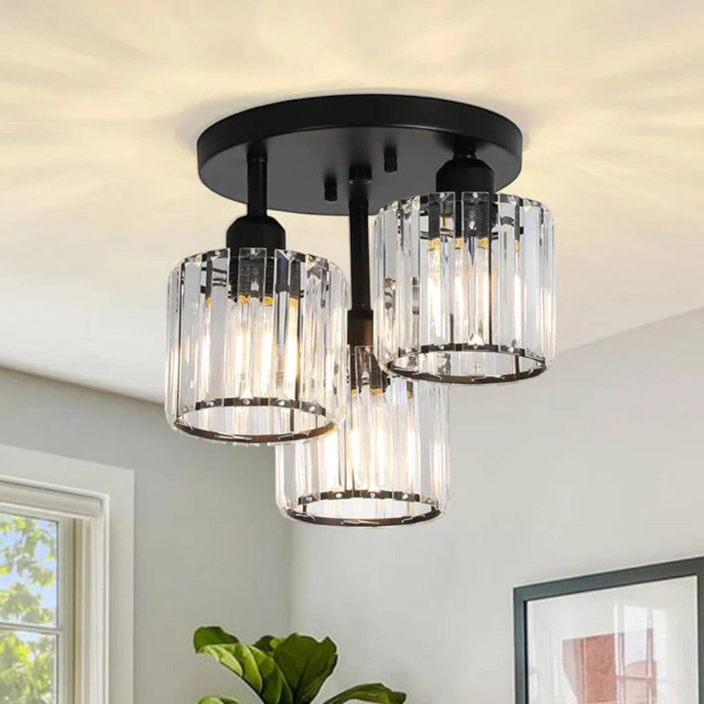 Semi-Flush Crystal Ceiling Light, 3 x E27, 25 cm