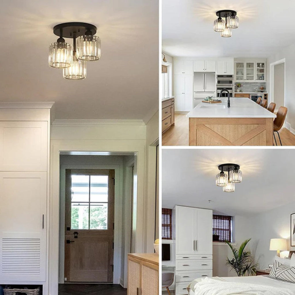 Semi-Flush Crystal Ceiling Light, 3 x E27, 25 cm