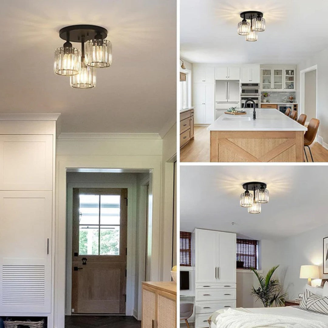 Semi-Flush Crystal Ceiling Light, 3 x E27, 25 cm